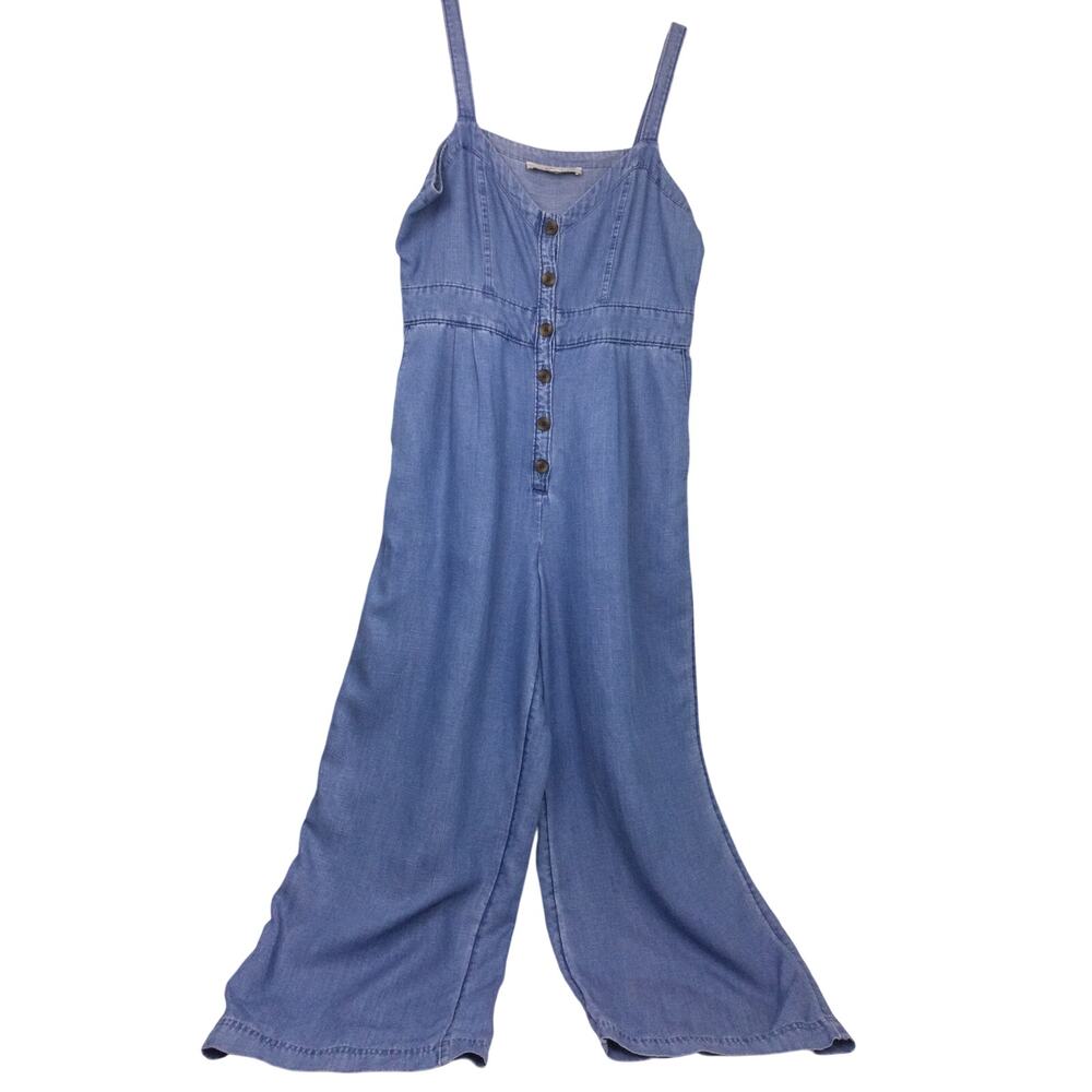 Loft Chambray Casual Chic Coastal Retro Style Wide Leg Linen Blend Jumper Size 4